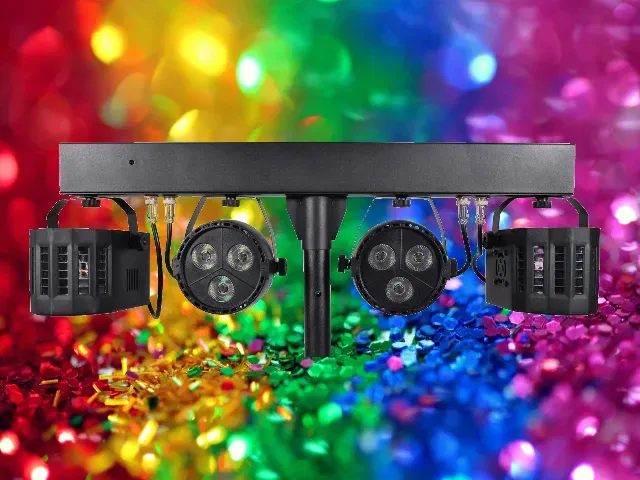 QTX Recharge DJ: LED Derby & PAR Bar with Tripod